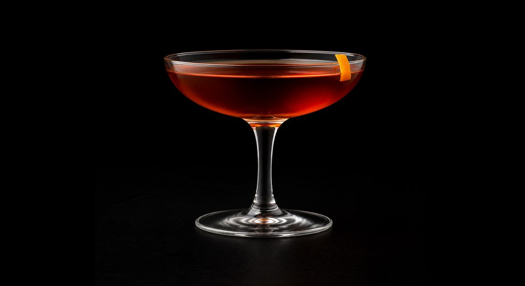 Quebec cocktail on a dark studio background