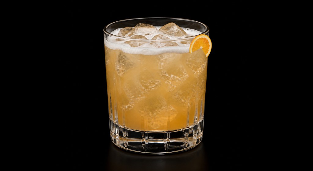 Rebel Charge cocktail on a dark studio background