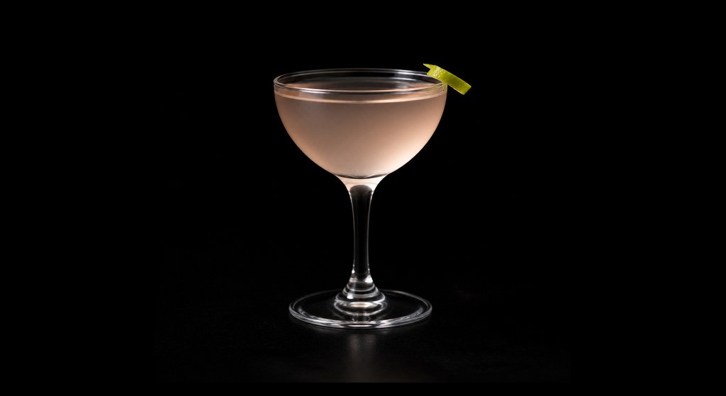 Red Echo cocktail on a dark studio background