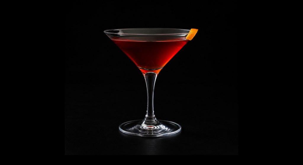 Red Neck cocktail on a dark studio background