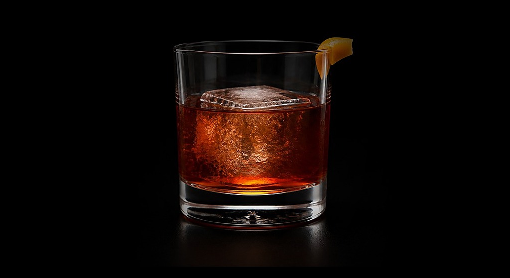 Remember the Alimony cocktail on a dark studio background