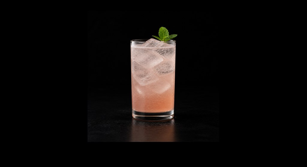 Rhu, Barb, and Paloma cocktail on a dark studio background