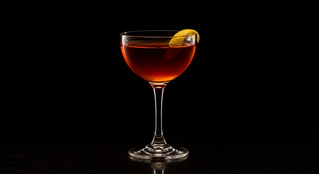 Rob Roy cocktail on a black background