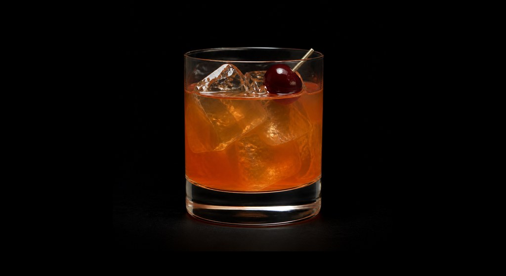 Rock 'n' Rye cocktail on a dark studio background