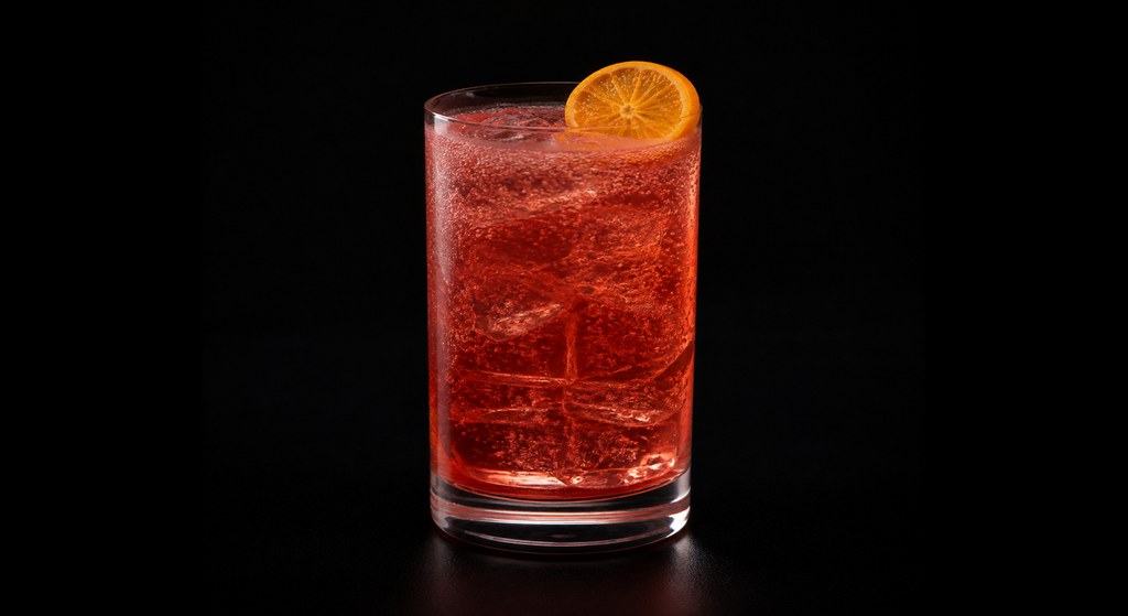 Rome With a View cocktail on a dark studio background