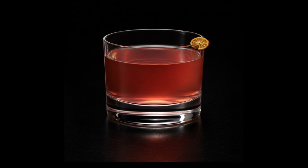 Rosé Negroni No. 2 cocktail on a dark studio background