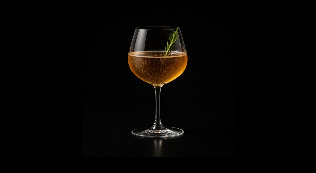 Rosemary's Ring cocktail on a dark studio background