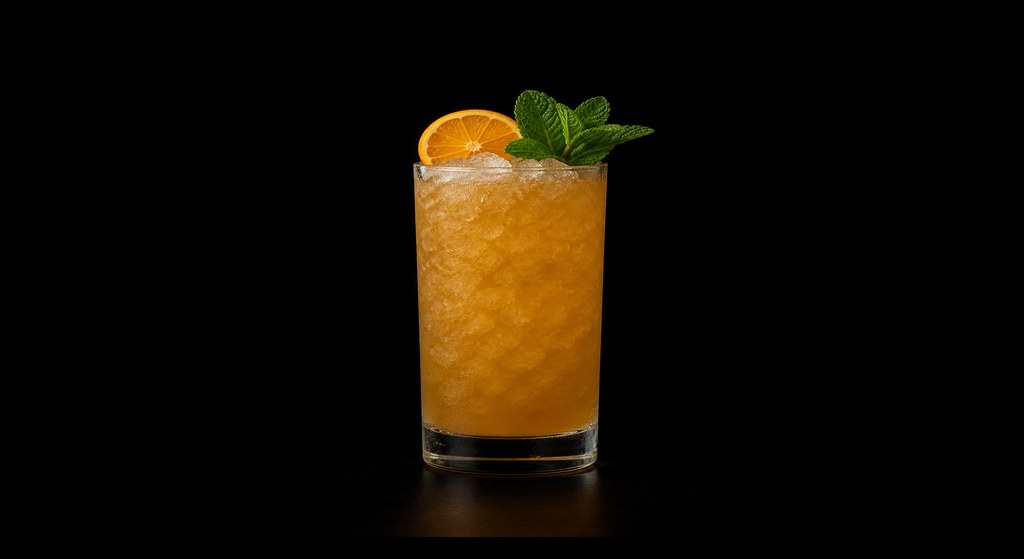 Rum Swizzle cocktail on a dark studio background