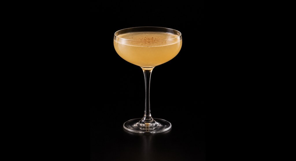 Running Through Orchards cocktail on a dark studio background