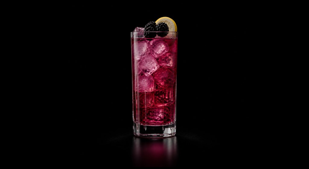 Russian Spring Punch cocktail on a dark studio background