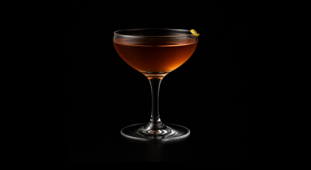 Salvatore cocktail on a dark studio background