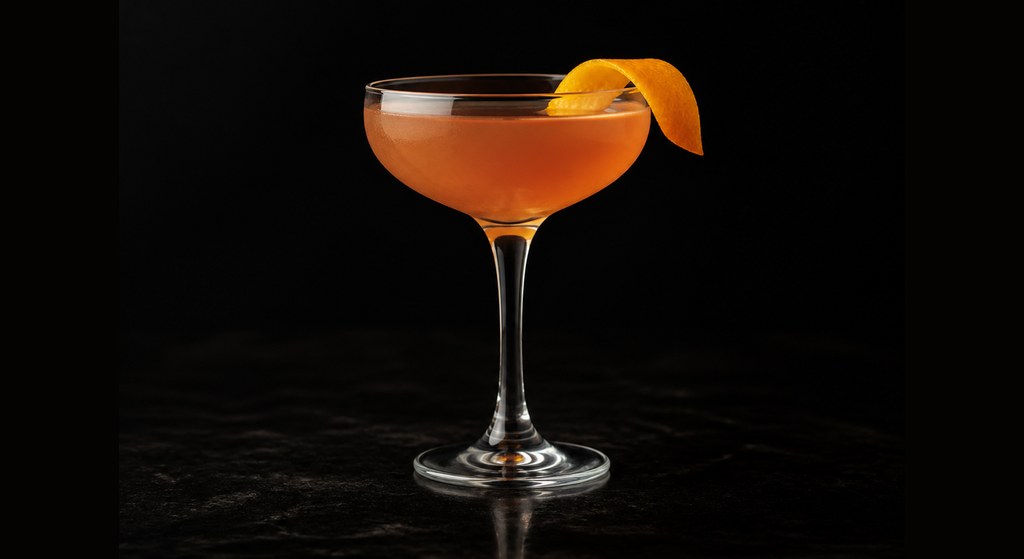 Scofflaw cocktail on a dark studio background
