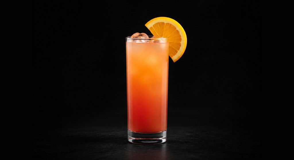 Sex on the Beach cocktail on a dark studio background