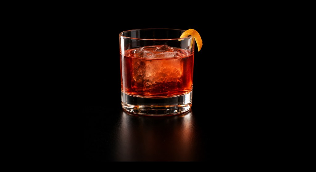 Shadow Boxer cocktail on a dark studio background