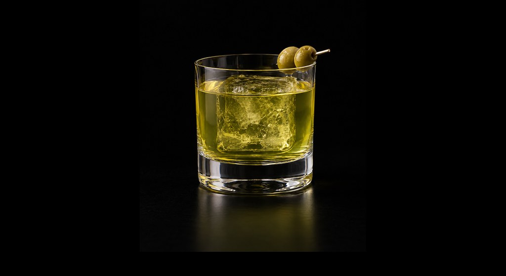 Sidney (or St. Moritz) cocktail on a dark studio background