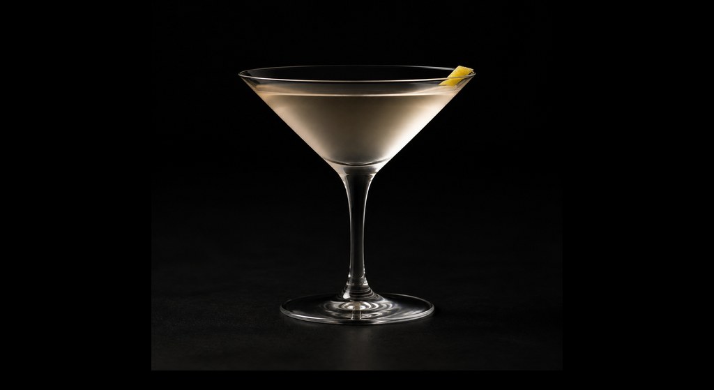 Simple & Elegant Martini cocktail on a dark studio background
