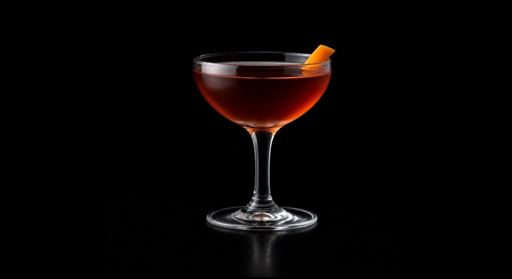 Sketches of Spain cocktail on a dark studio background
