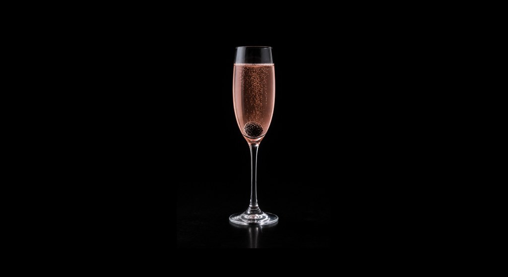 Sloe Royale cocktail on a dark studio background