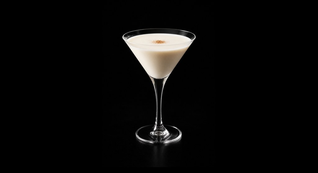 Smooth & Creamy cocktail on a dark studio background