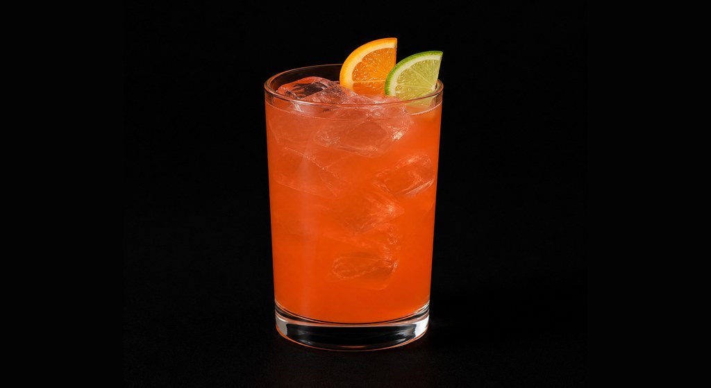 Sonic Blaster cocktail on a dark studio background