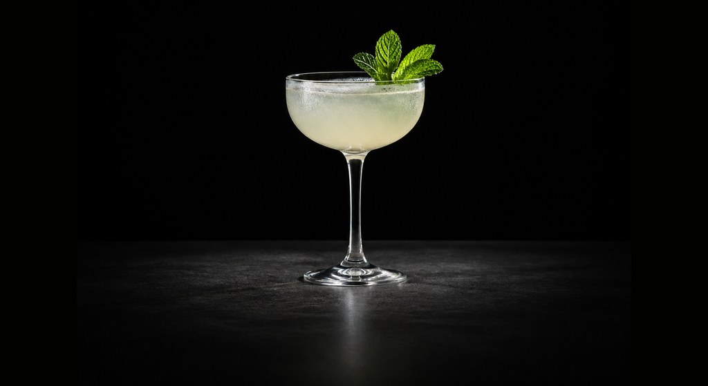South Side cocktail on a dark studio background