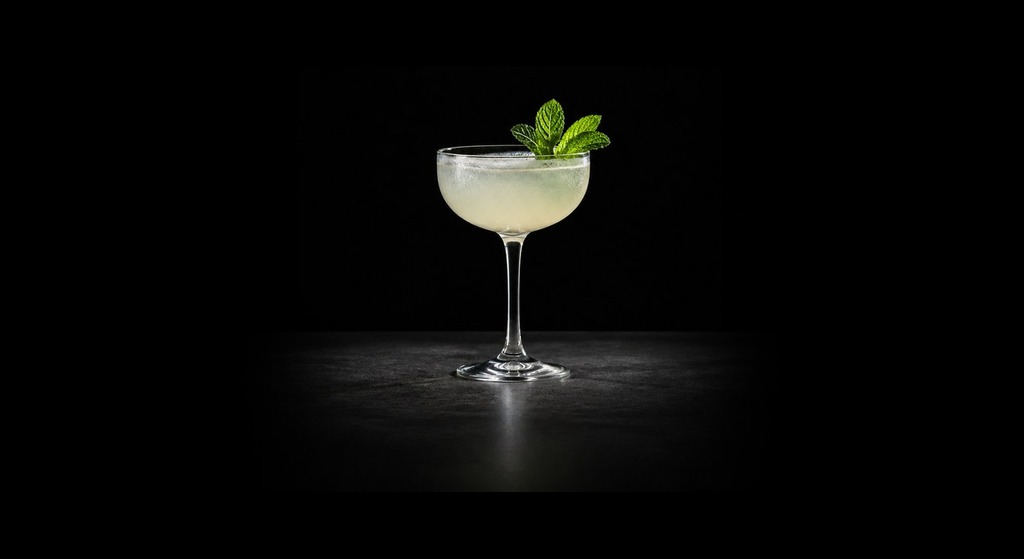 South Side cocktail on a dark studio background