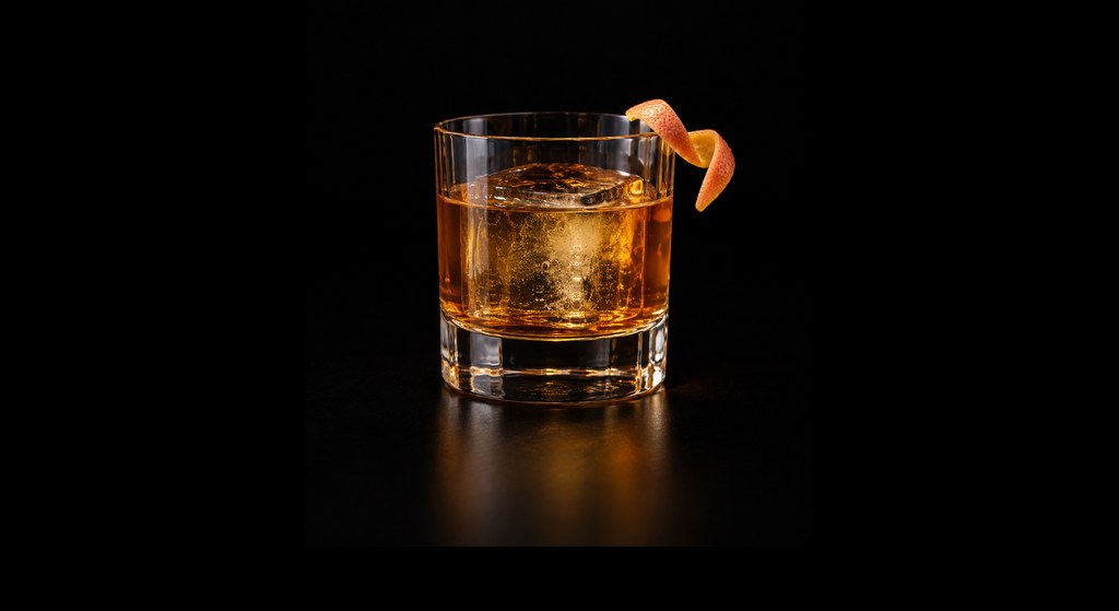 Spaghetti Western cocktail on a dark studio background
