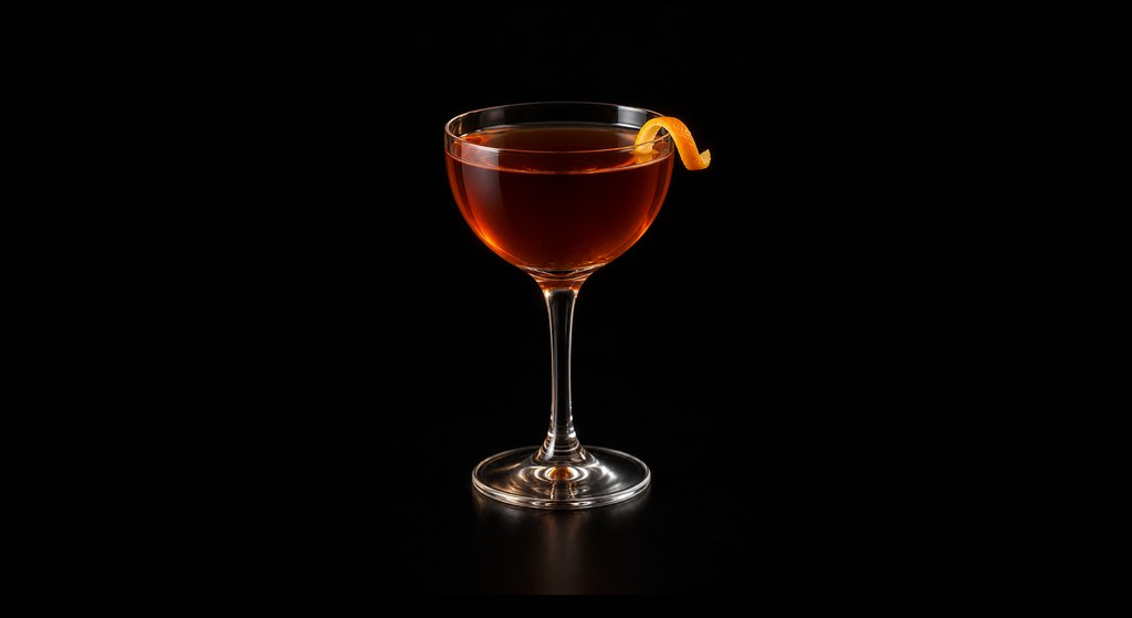 Spanish Armada cocktail on a dark studio background