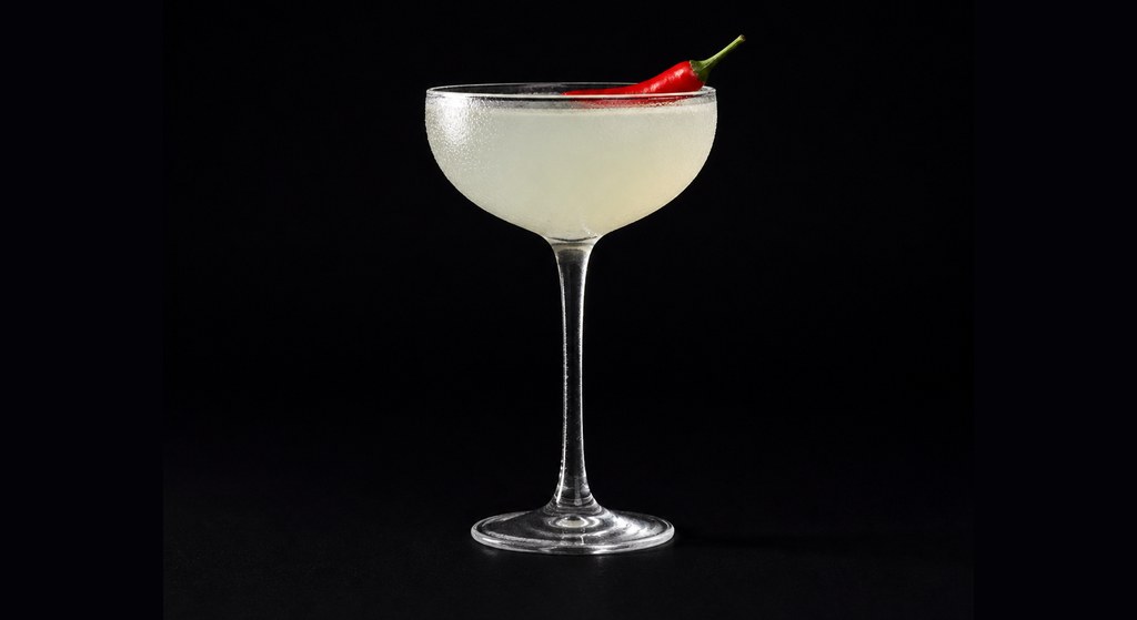 Spicy Fifty cocktail on a dark studio background