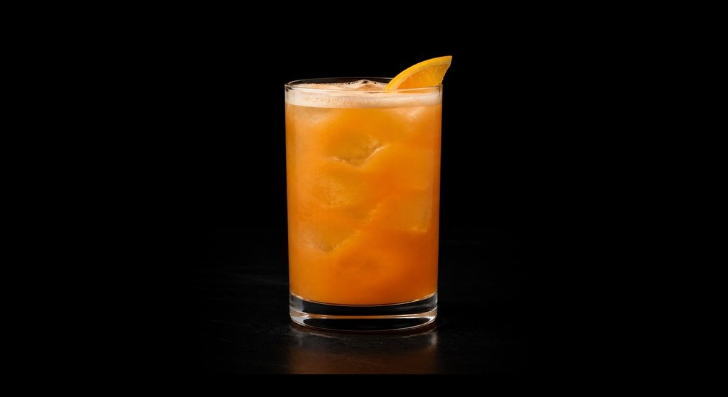 Spirit-Free Garibaldi cocktail on a dark studio background