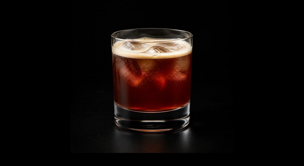 Split Ends cocktail on a dark studio background