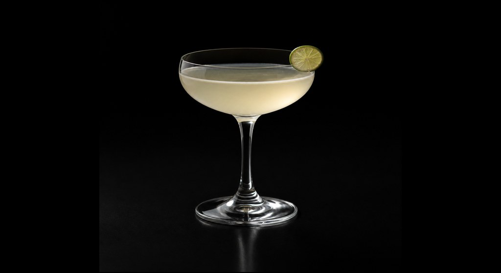 Steel Drum cocktail on a dark studio background