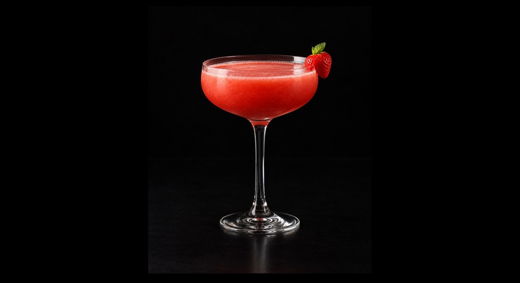 Strawberry Daiquiri cocktail on a dark studio background