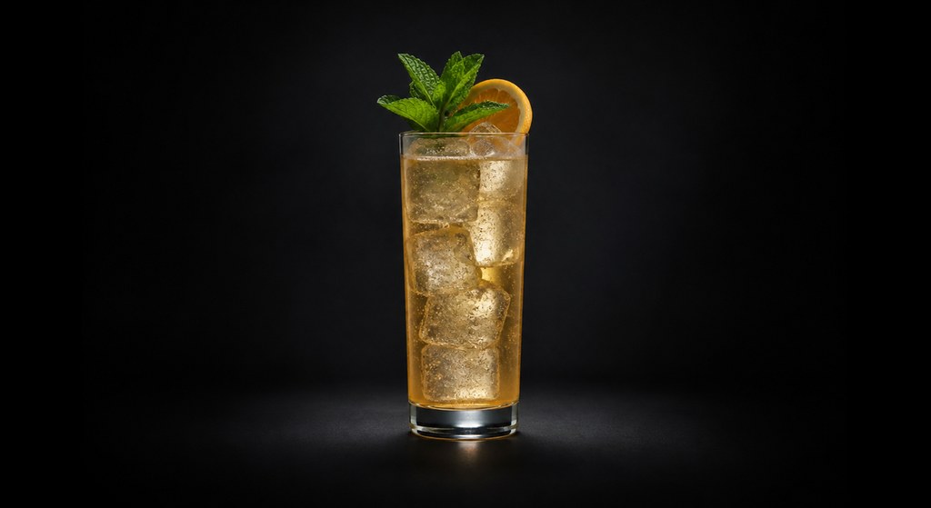 Suffering Bastard cocktail on a dark studio background