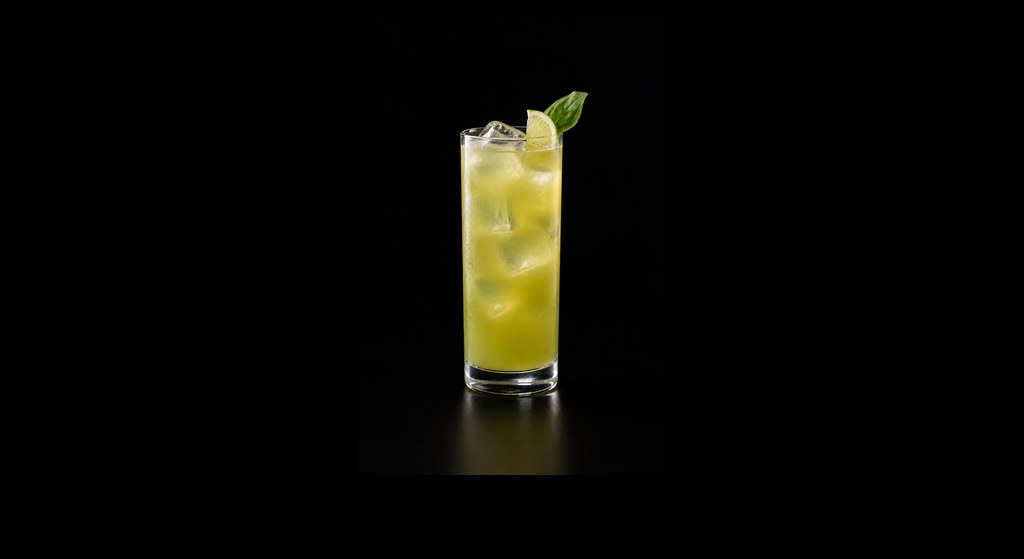 Swamp Water cocktail on a dark studio background
