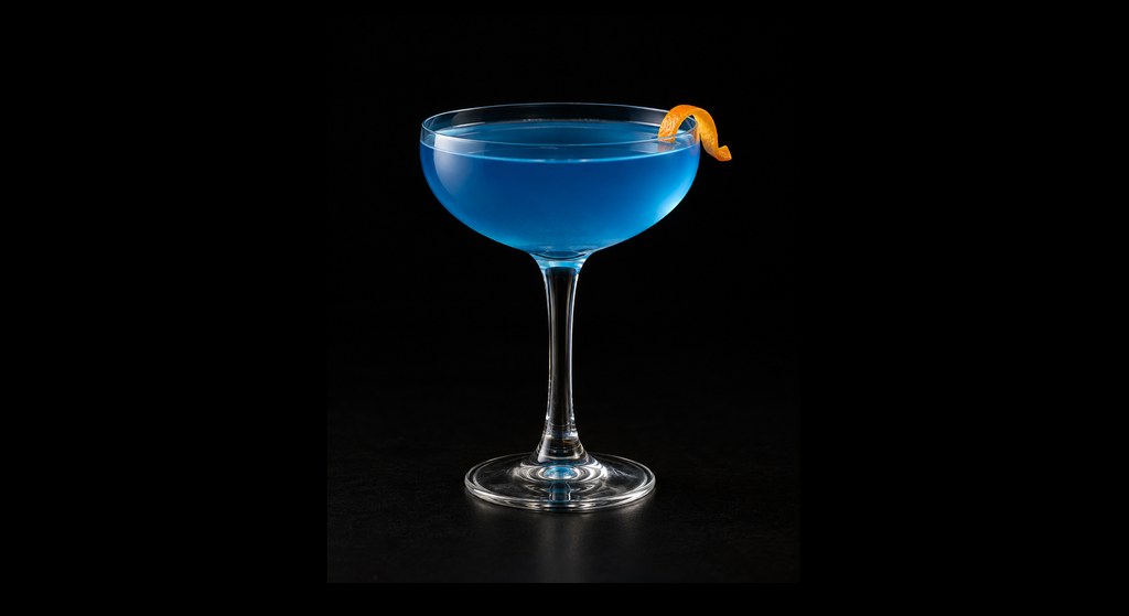Swedish Blue Cocktail cocktail on a dark studio background