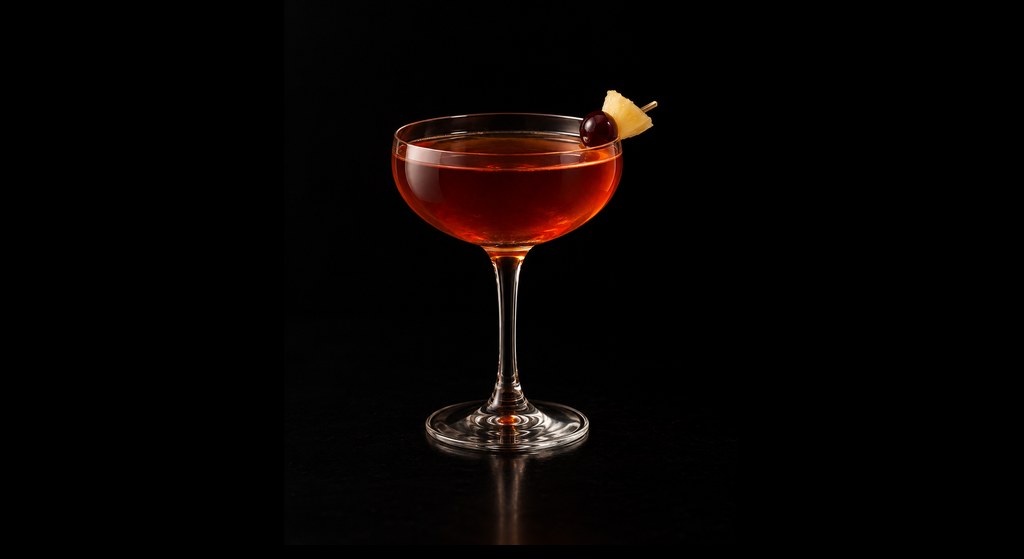 Sweet Virginia cocktail on a dark studio background
