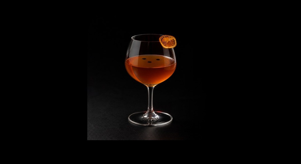 The Brave cocktail on a dark studio background