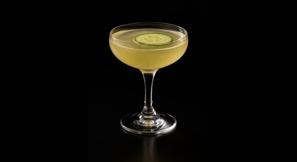 The French Canadian cocktail on a dark studio background