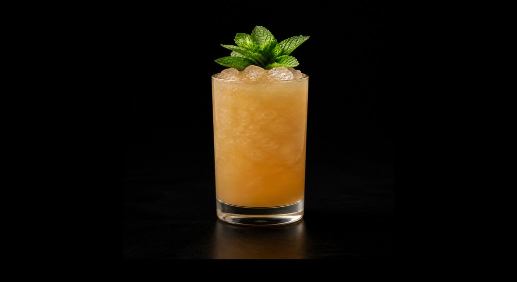 The Long Shot cocktail on a dark studio background