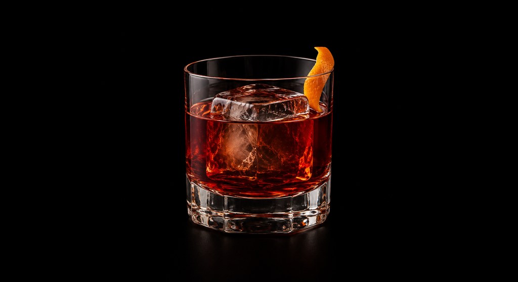 The Quill cocktail on a dark studio background