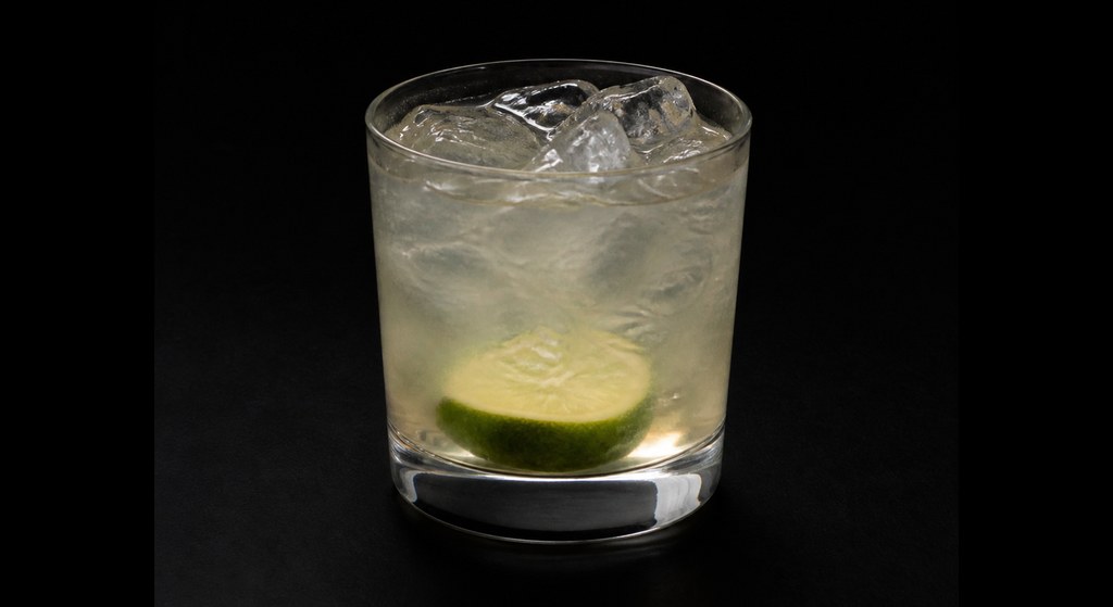 Ti' Punch cocktail on a dark studio background