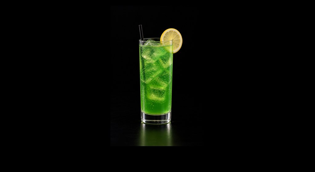 Tokyo Iced Tea cocktail on a dark studio background