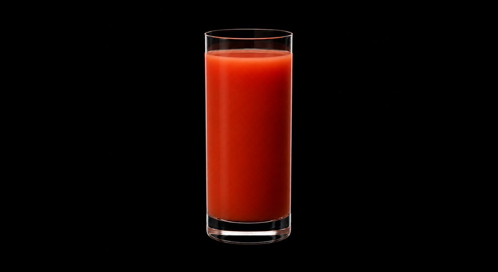 Tomato Tang cocktail on a dark studio background