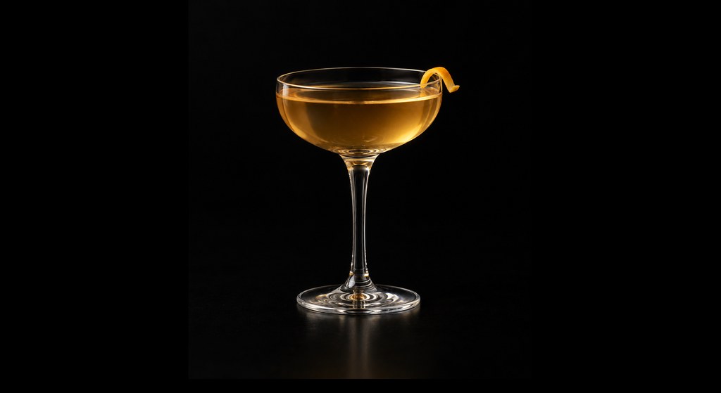 Tomodachi cocktail on a dark studio background