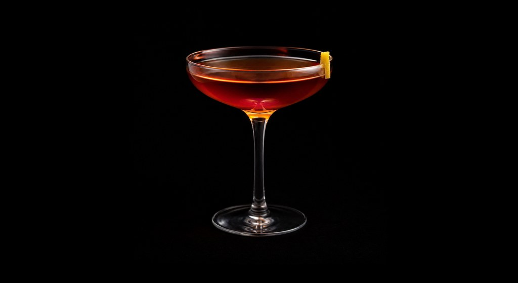 Topgallant cocktail on a dark studio background
