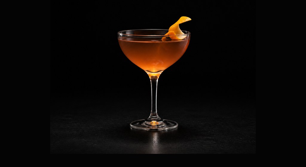 Toronto cocktail on a dark studio background