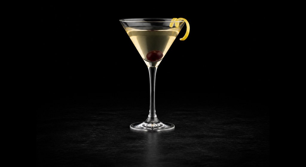 Tuxedo cocktail on a dark studio background