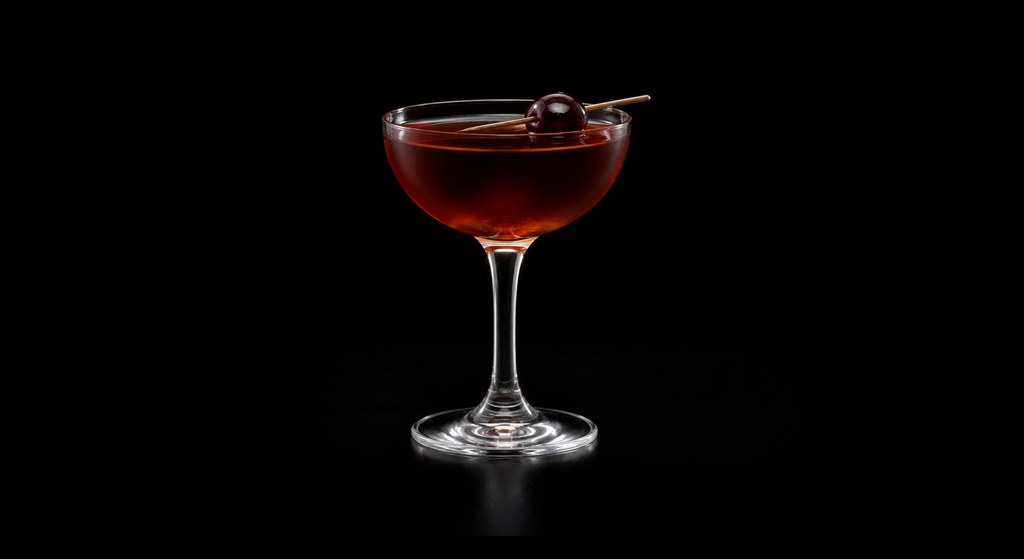 Vanderbilt cocktail on a dark studio background