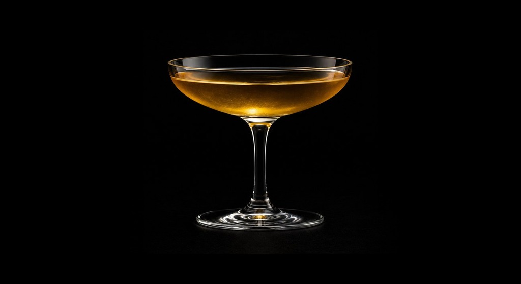 Venial Sin cocktail on a dark studio background